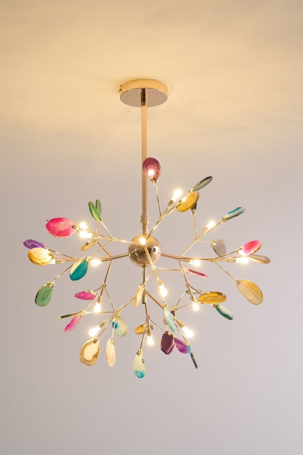 Lustra Chandelier Feuille Colorée Bras Dorés - Neutralighting