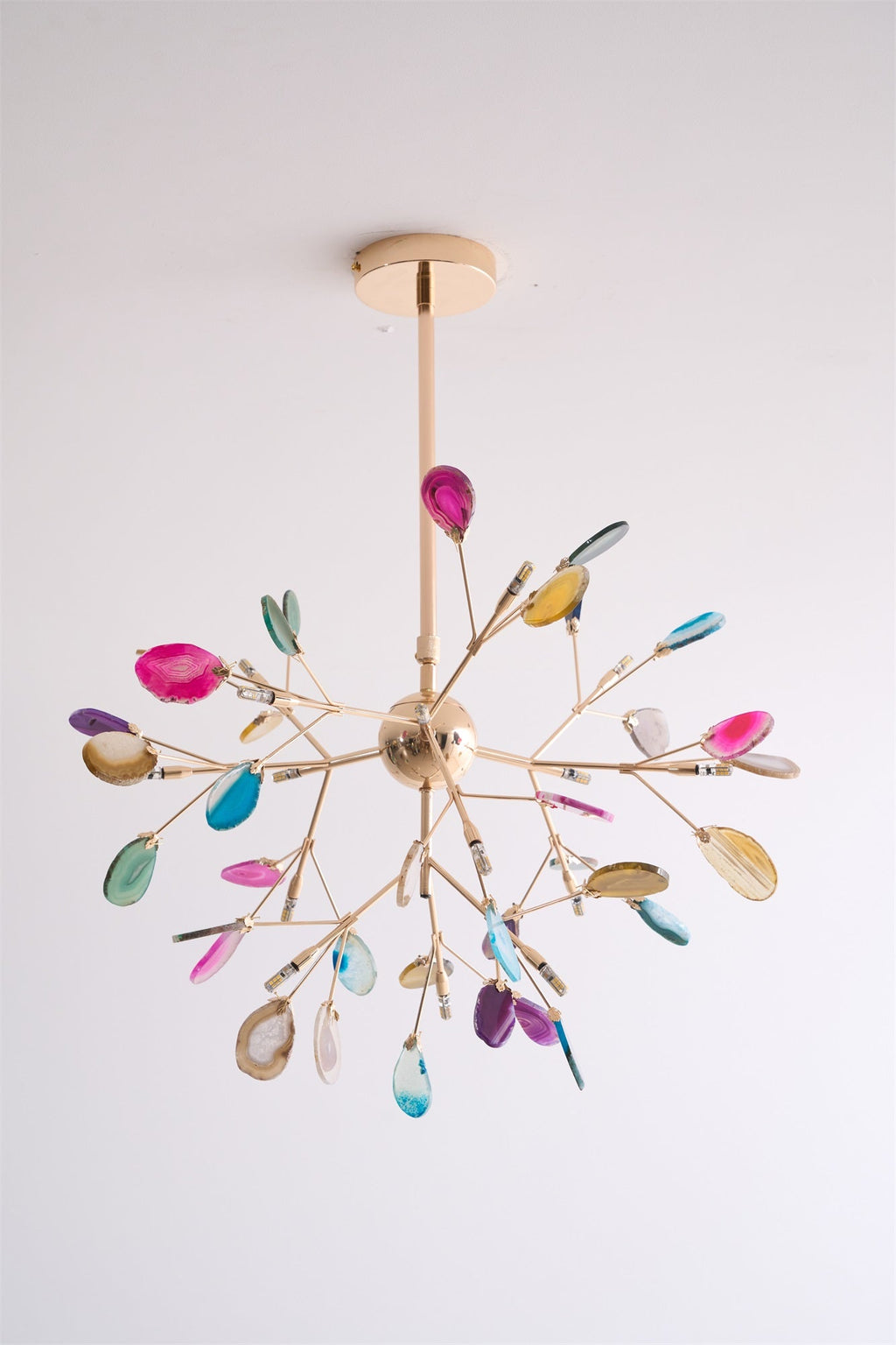 Lustra Chandelier Feuille Colorée Bras Dorés - Neutralighting