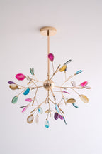 Lustra Chandelier Feuille Colorée Bras Dorés - Neutralighting