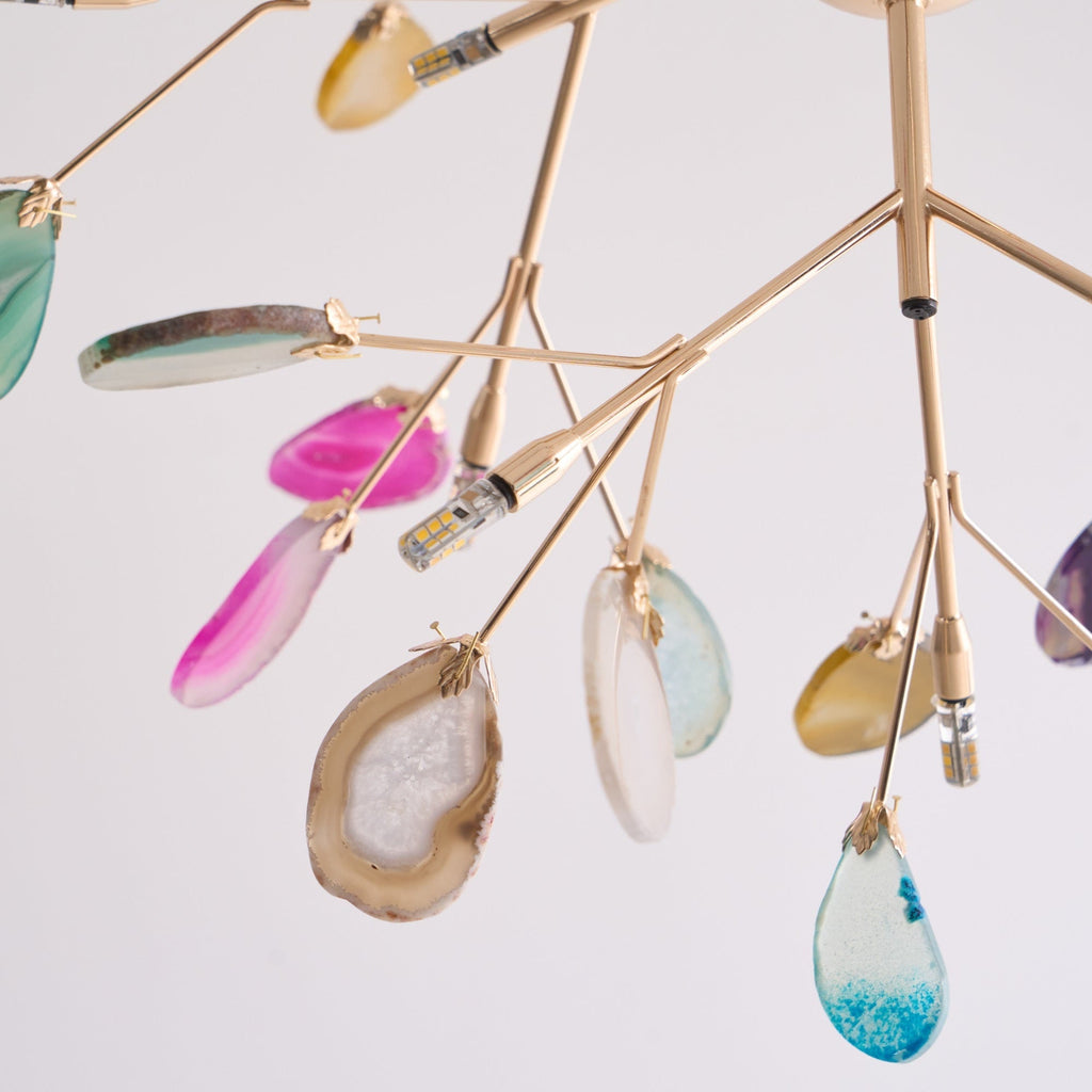 Lustra Chandelier Feuille Colorée Bras Dorés - Neutralighting