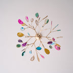 Lustra Chandelier Feuille Colorée Bras Dorés - Neutralighting