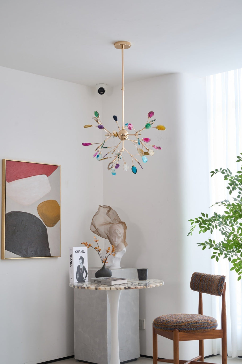 Lustra Chandelier Feuille Colorée Bras Dorés - Neutralighting