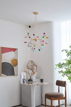 Lustra Chandelier Feuille Colorée Bras Dorés - Neutralighting