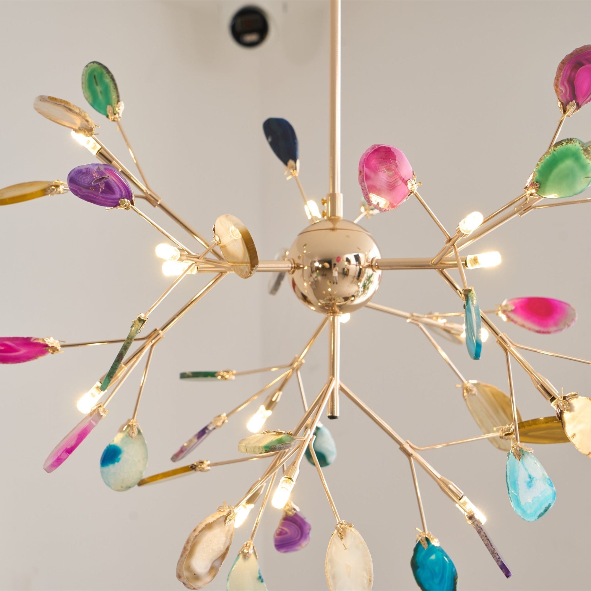 Lustra Chandelier Feuille Colorée Bras Dorés - Neutralighting