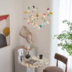 Lustra Chandelier Feuille Colorée Bras Dorés - Neutralighting