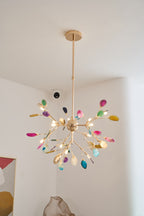 Lustra Chandelier Feuille Colorée Bras Dorés - Neutralighting