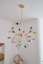 Lustra Chandelier Feuille Colorée Bras Dorés - Neutralighting