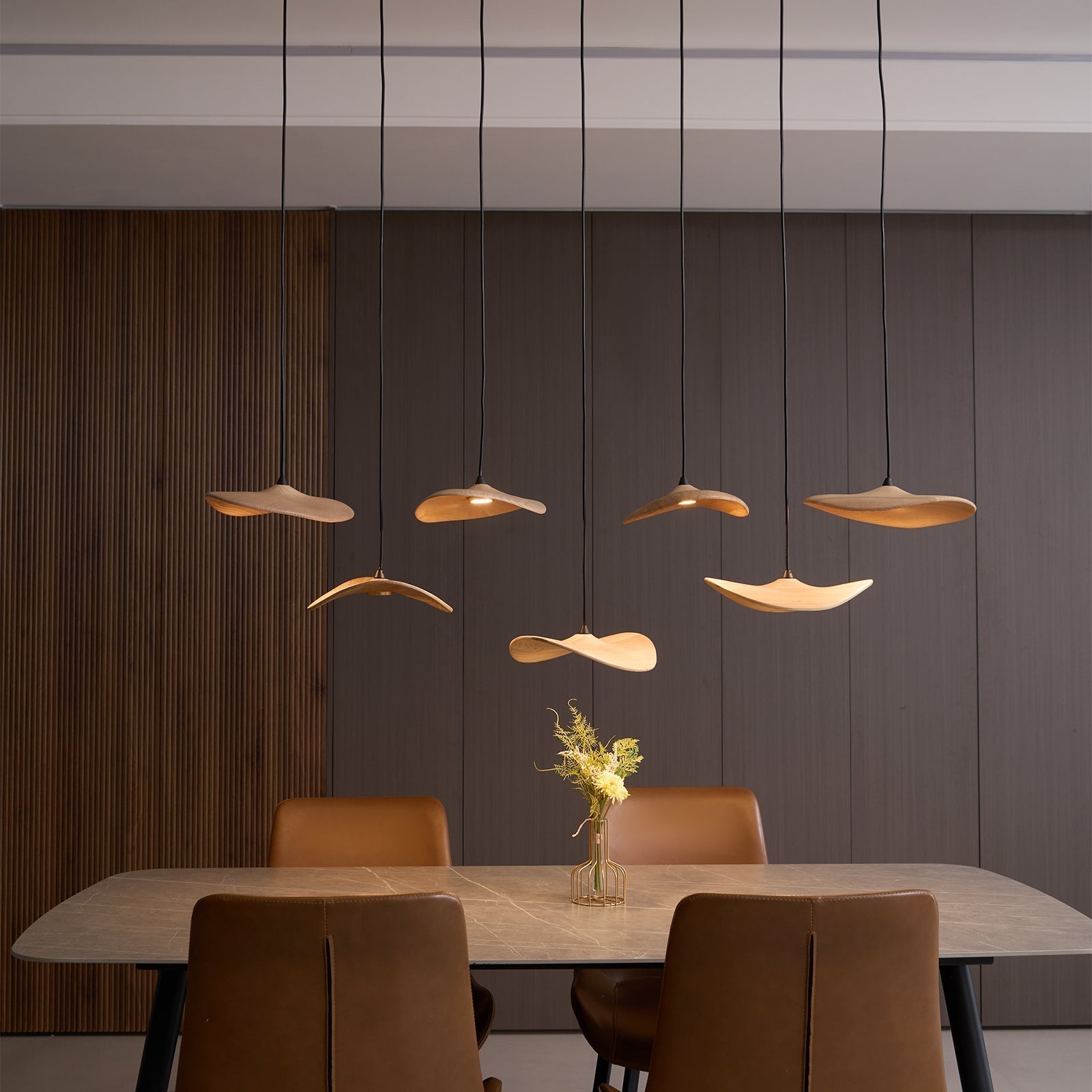 Abbott Chandelier Bois Feuille Vide Minimaliste - Neutralighting