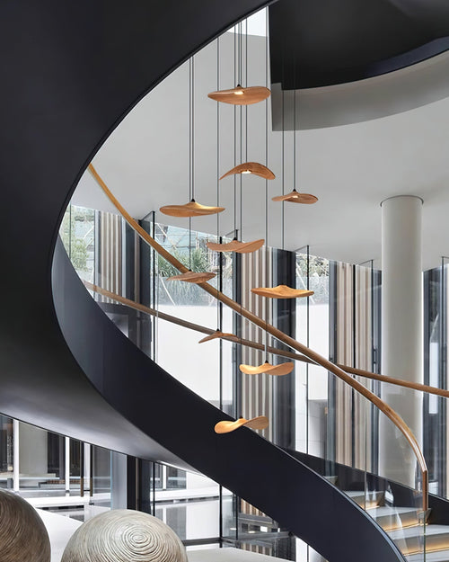 Abbott Chandelier Bois Feuille Vide Minimaliste - Neutralighting