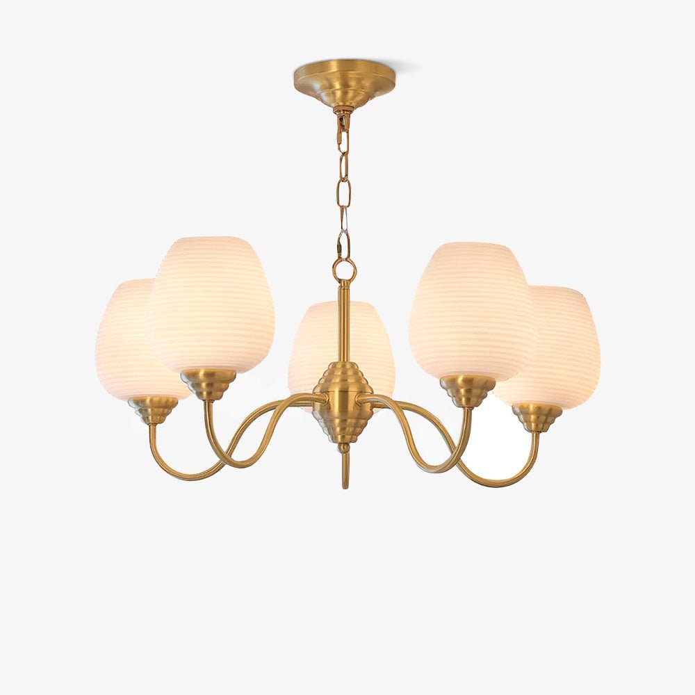 Lustra Lustre Laiton Antique Verre Blanc - Neutralighting