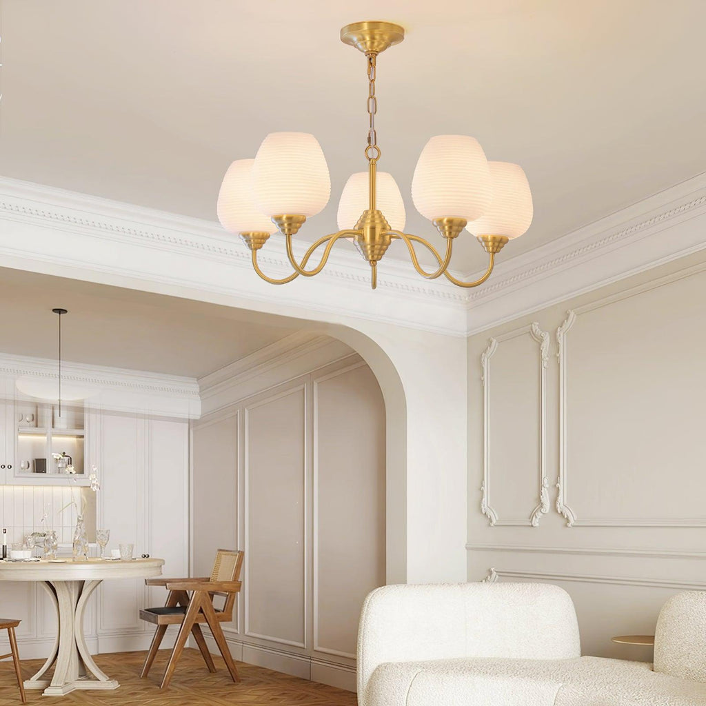 Lustra Lustre Laiton Antique Verre Blanc - Neutralighting