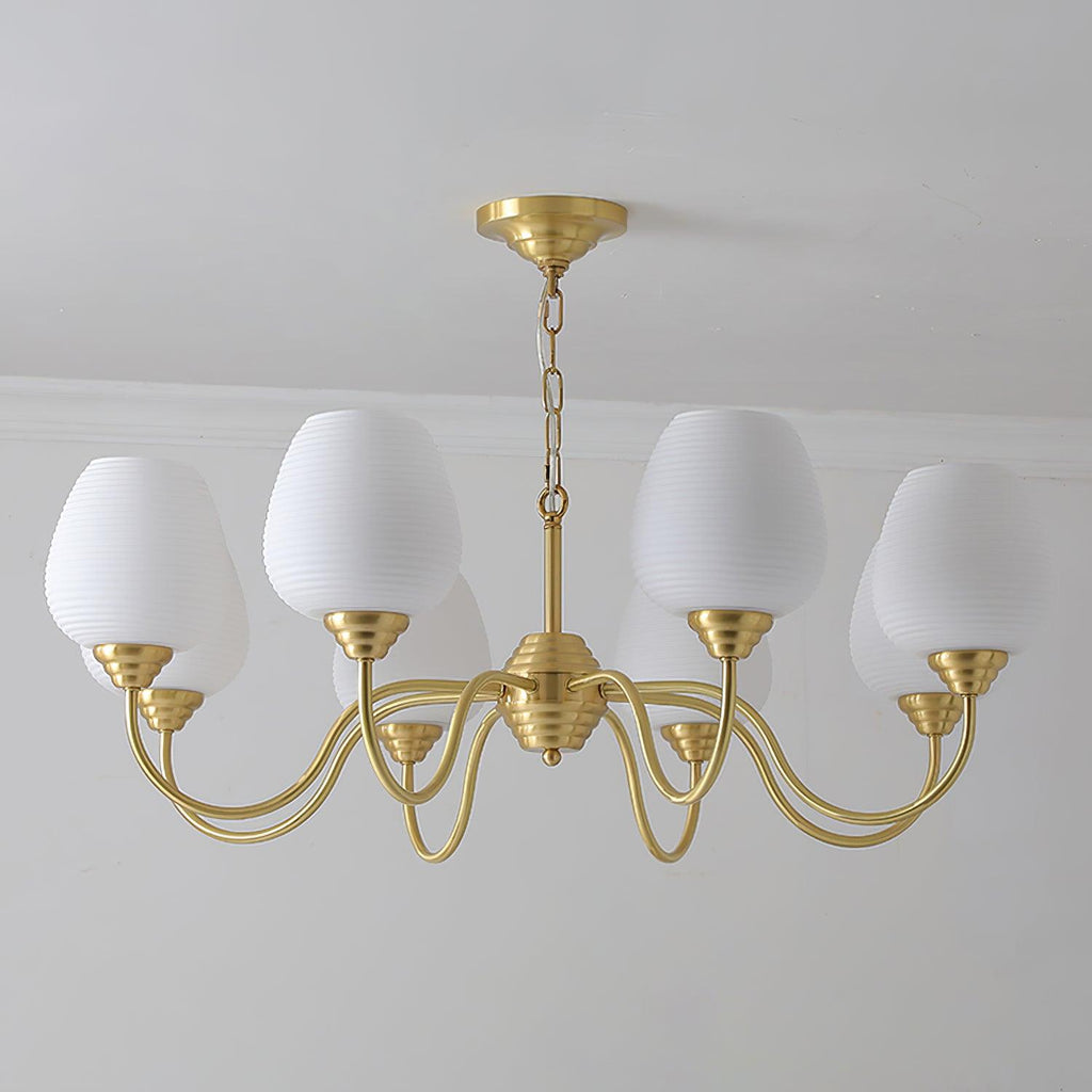 Lustra Lustre Laiton Antique Verre Blanc - Neutralighting