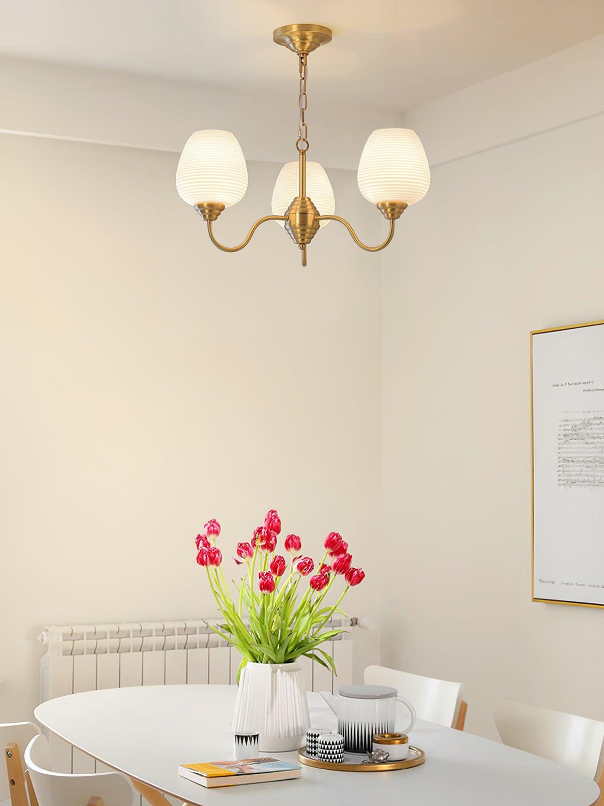 Lustra Lustre Laiton Antique Verre Blanc - Neutralighting