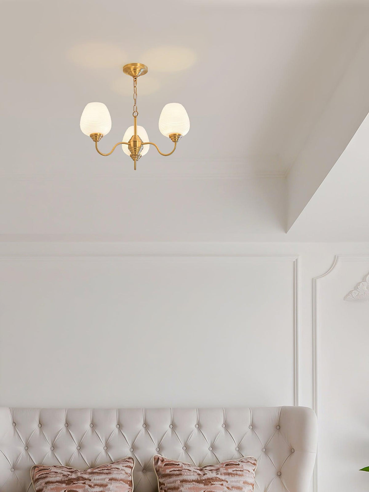Lustra Lustre Laiton Antique Verre Blanc - Neutralighting