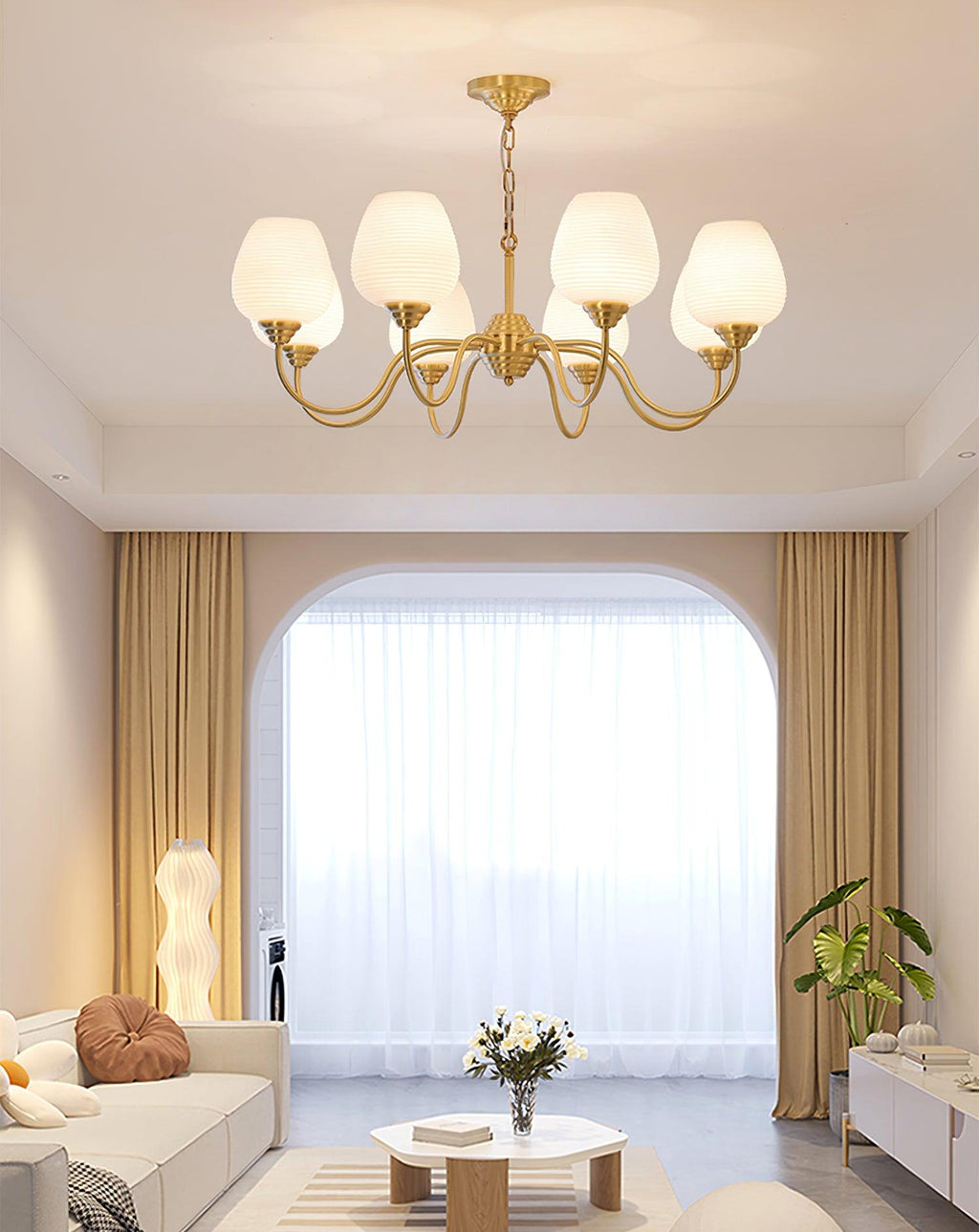 Lustra Lustre Laiton Antique Verre Blanc - Neutralighting
