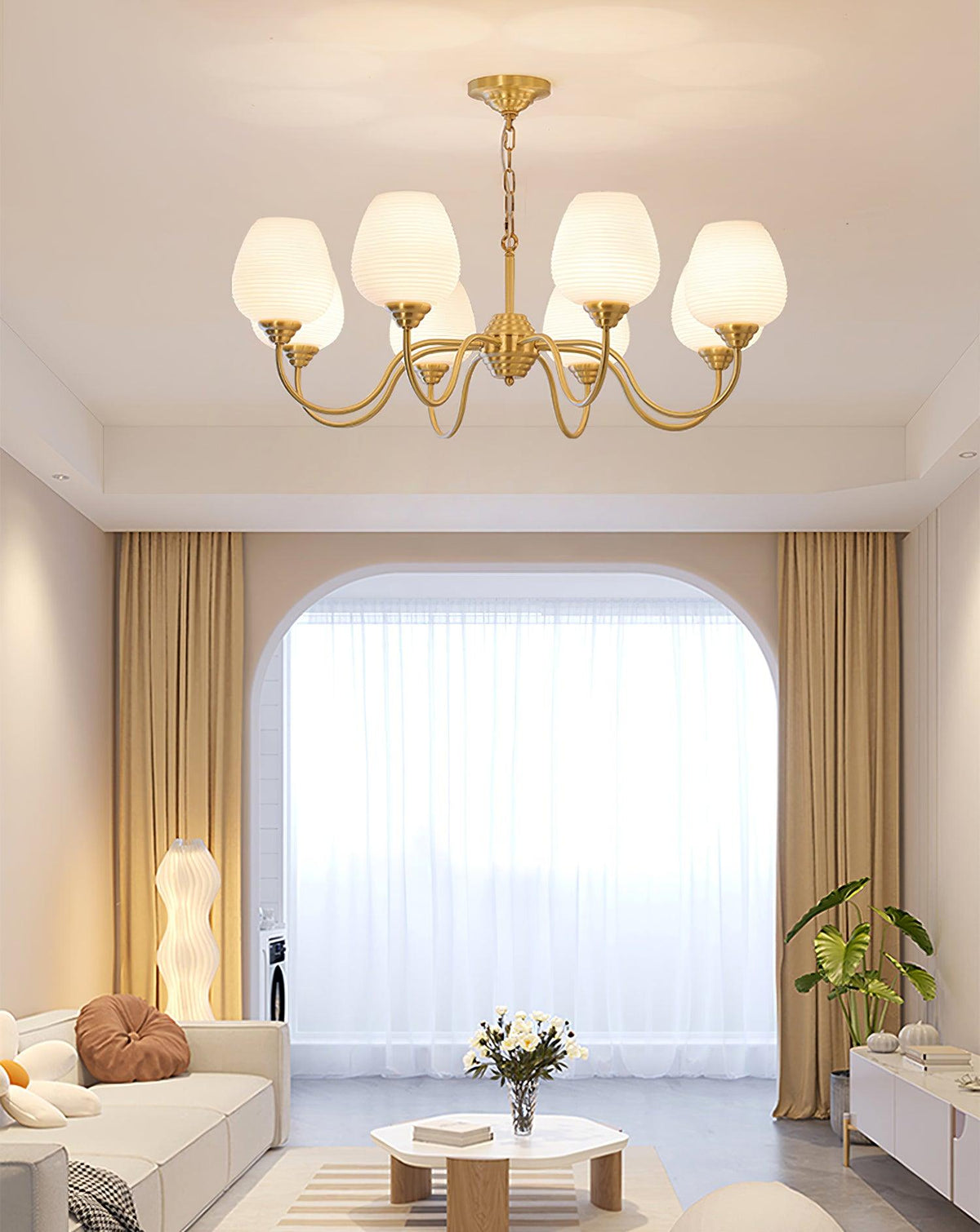Lustra Lustre Laiton Antique Verre Blanc - Neutralighting