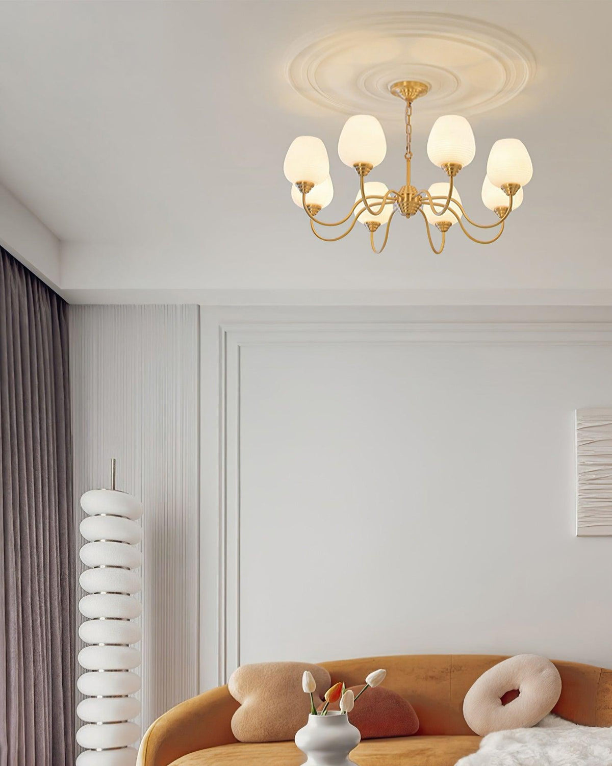 Lustra Lustre Laiton Antique Verre Blanc - Neutralighting