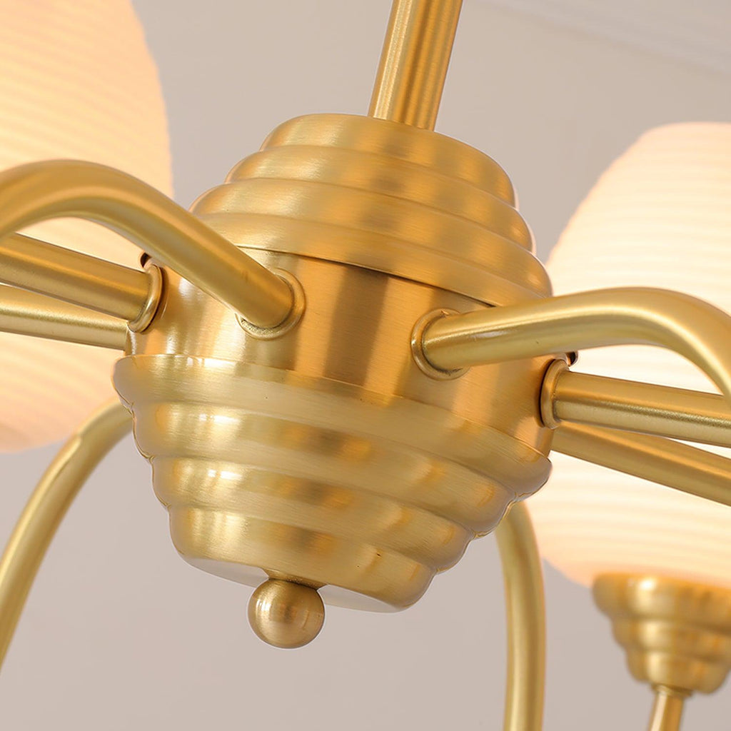 Lustra Lustre Laiton Antique Verre Blanc - Neutralighting