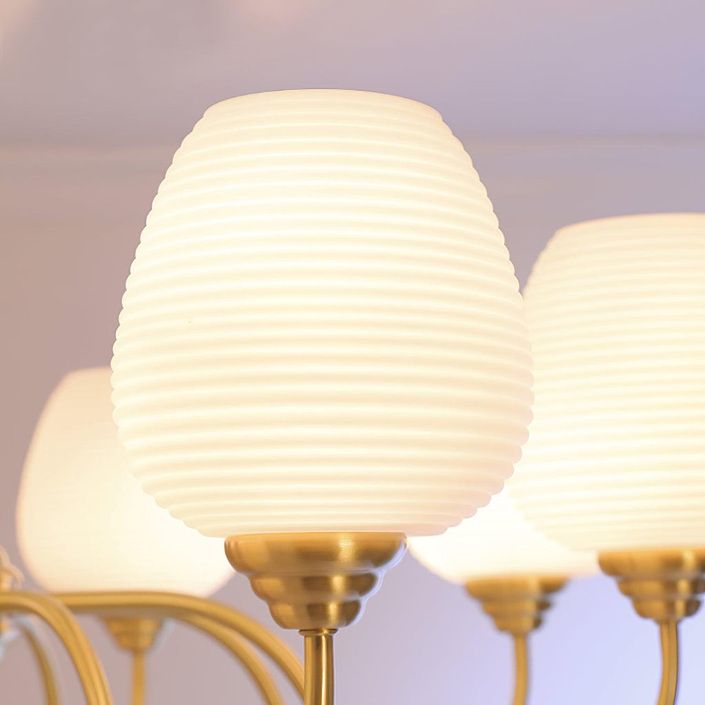 Lustra Lustre Laiton Antique Verre Blanc - Neutralighting