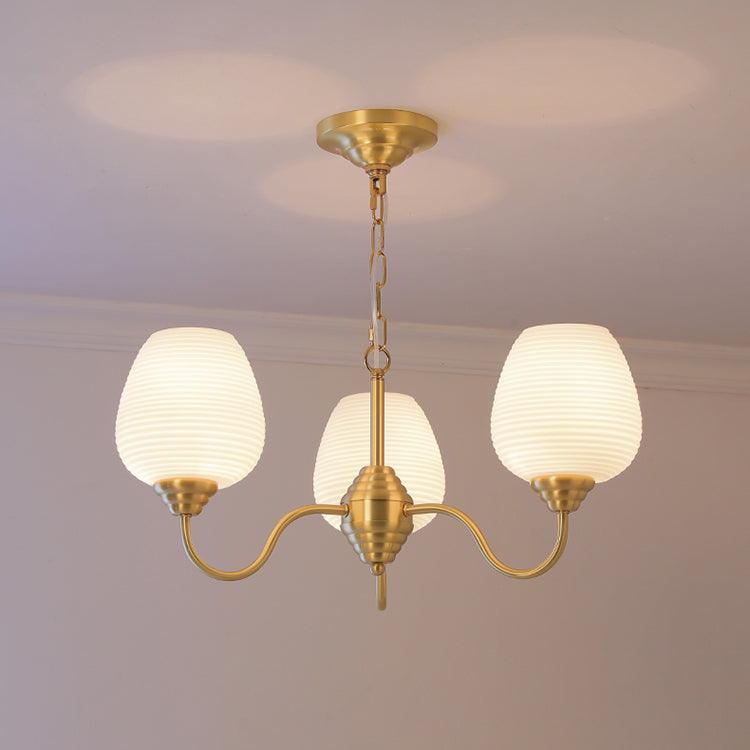 Lustra Lustre Laiton Antique Verre Blanc - Neutralighting