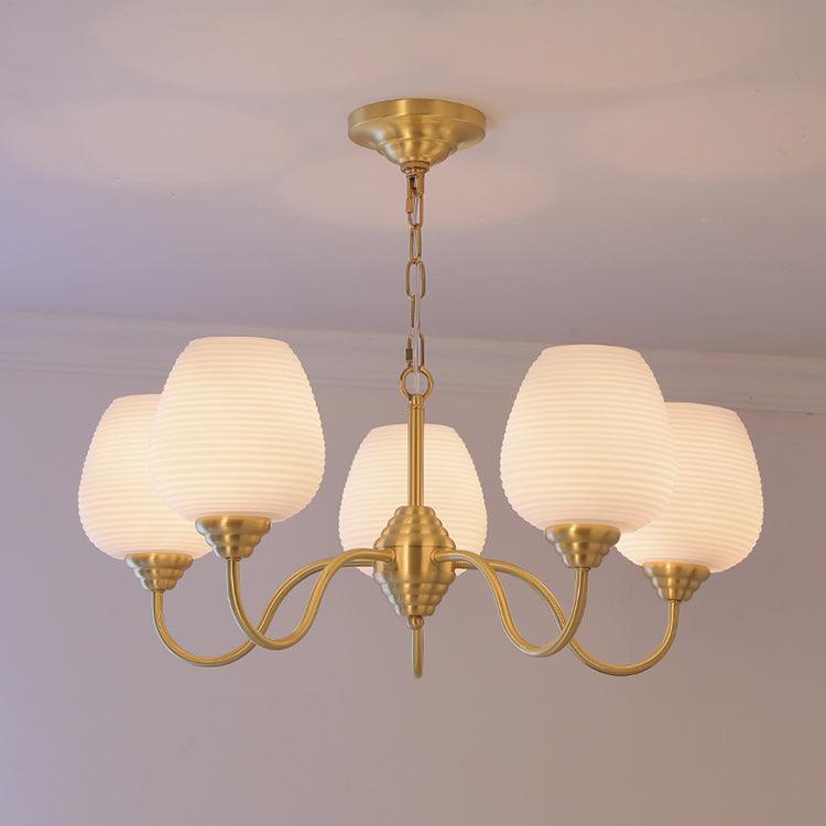 Lustra Lustre Laiton Antique Verre Blanc - Neutralighting