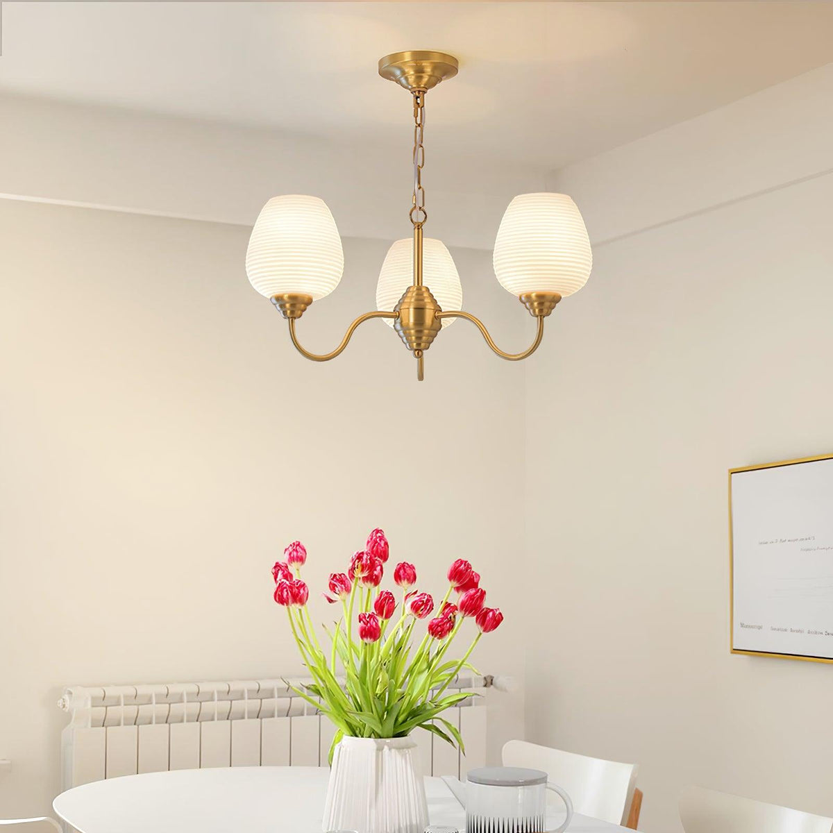 Lustra Lustre Laiton Antique Verre Blanc - Neutralighting