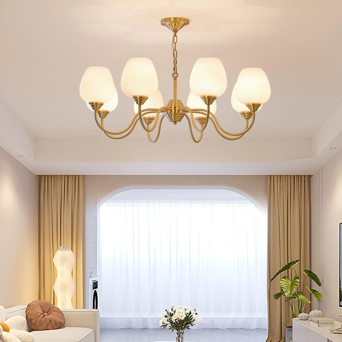 Lustra Lustre Laiton Antique Verre Blanc - Neutralighting