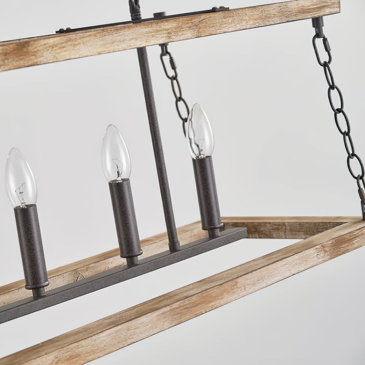 Ilcaryra Chandelier Métal Bois Industriel Vintage Île Salon - Neutralighting