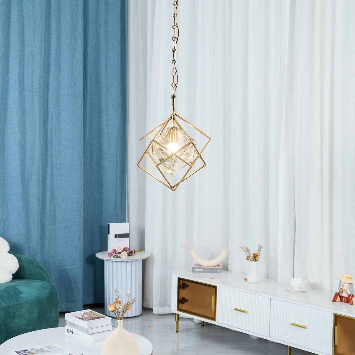 Zevira Suspension glamour en laiton et cristal - Neutralighting