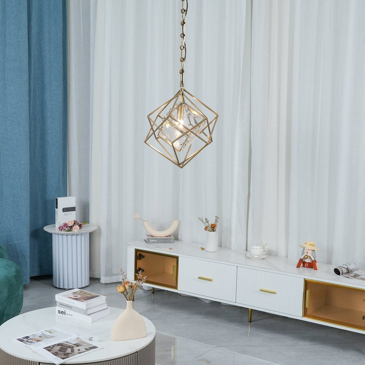Zevira Suspension glamour en laiton et cristal - Neutralighting
