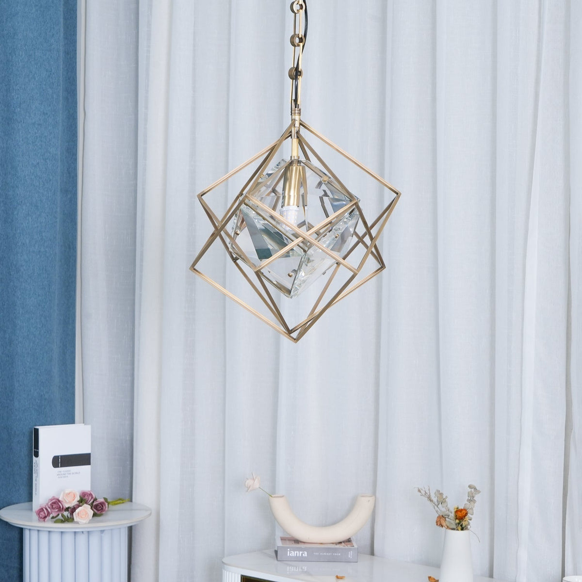 Zevira Suspension glamour en laiton et cristal - Neutralighting