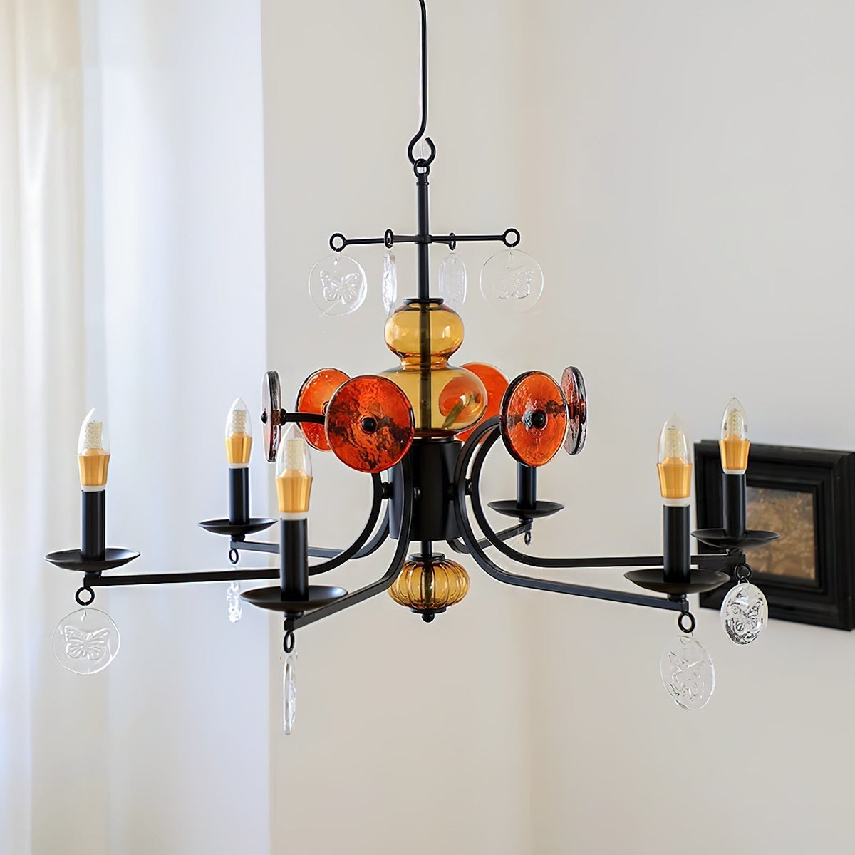 Anorion Chandelier Métal Verre Luxe Vintage Salon - Neutralighting