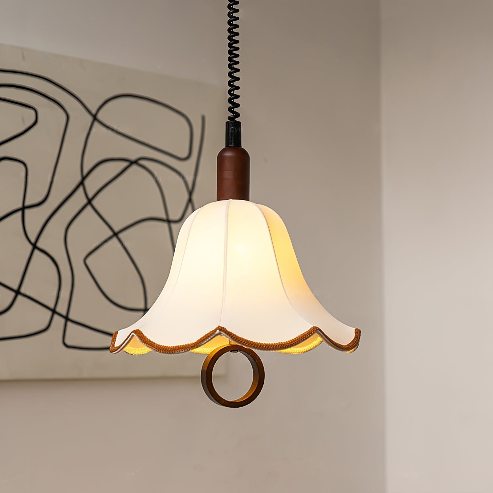 Eurvaryra Classique Élégance Tissu Bois Suspension Lumière - Neutralighting