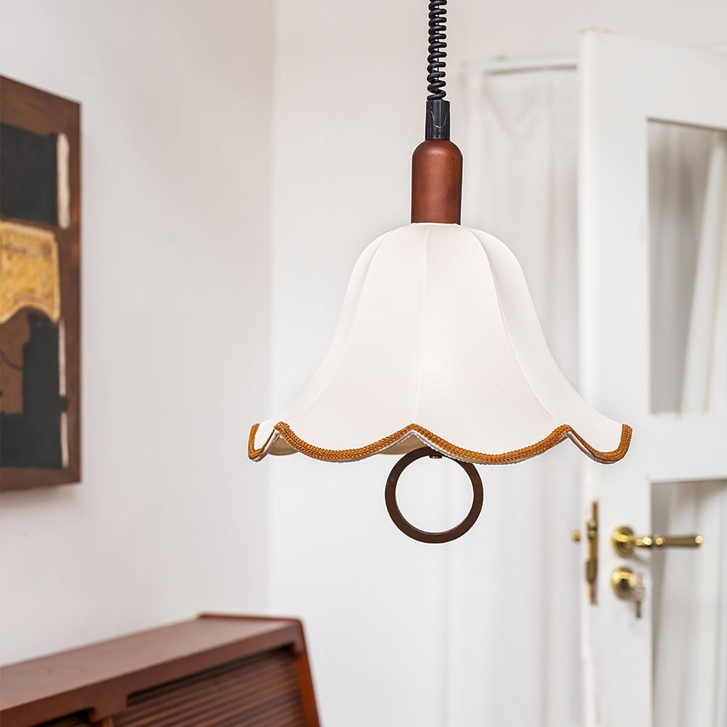 Eurvaryra Classique Élégance Tissu Bois Suspension Lumière - Neutralighting
