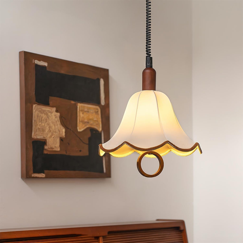 Eurvaryra Classique Élégance Tissu Bois Suspension Lumière - Neutralighting