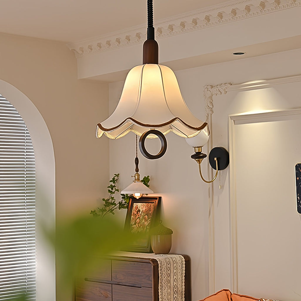 Eurvaryra Classique Élégance Tissu Bois Suspension Lumière - Neutralighting