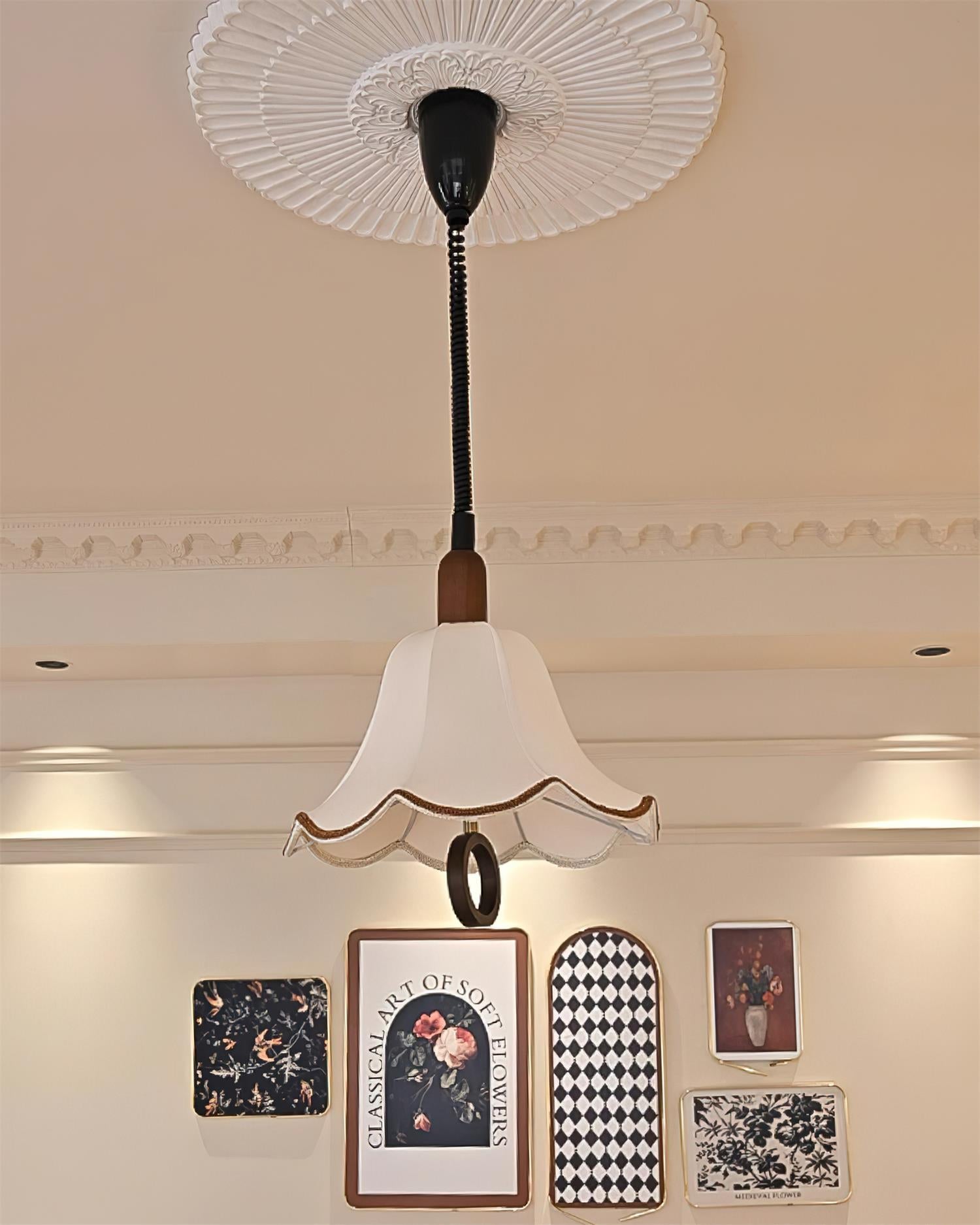 Eurvaryra Classique Élégance Tissu Bois Suspension Lumière - Neutralighting