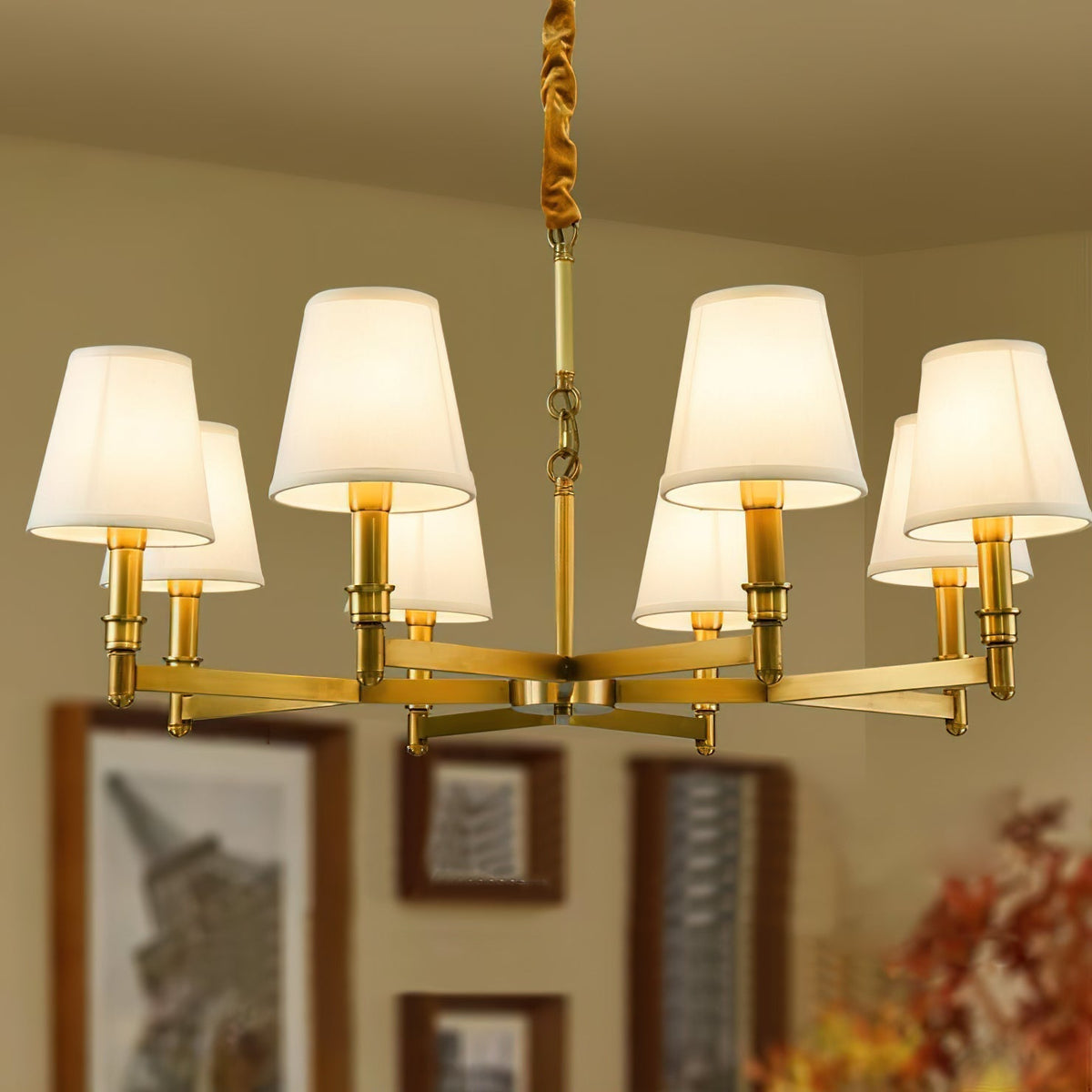 Vadoryra Chandelier Laiton Tissu Luxe Postmoderne Salon - Neutralighting