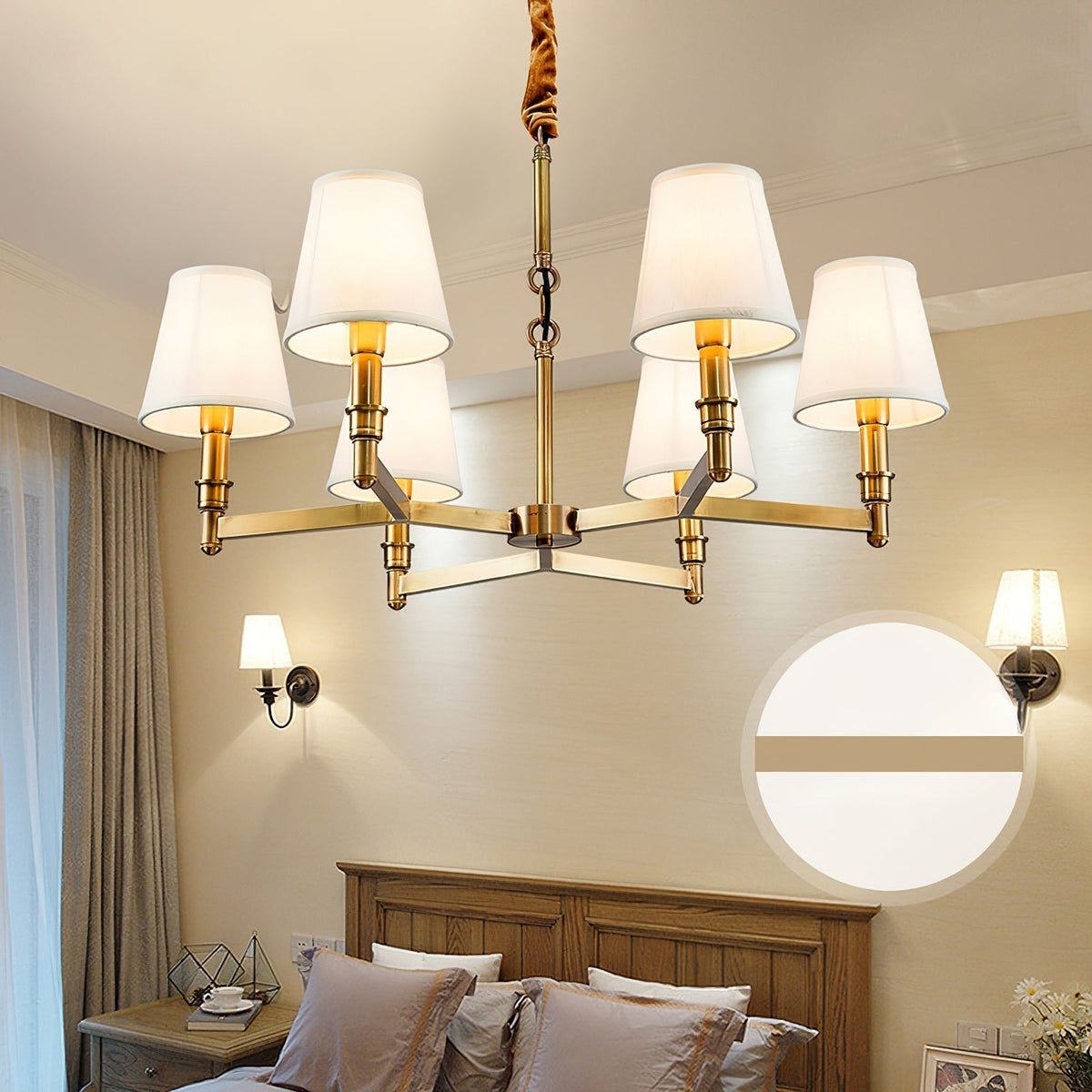 Vadoryra Chandelier Laiton Tissu Luxe Postmoderne Salon - Neutralighting