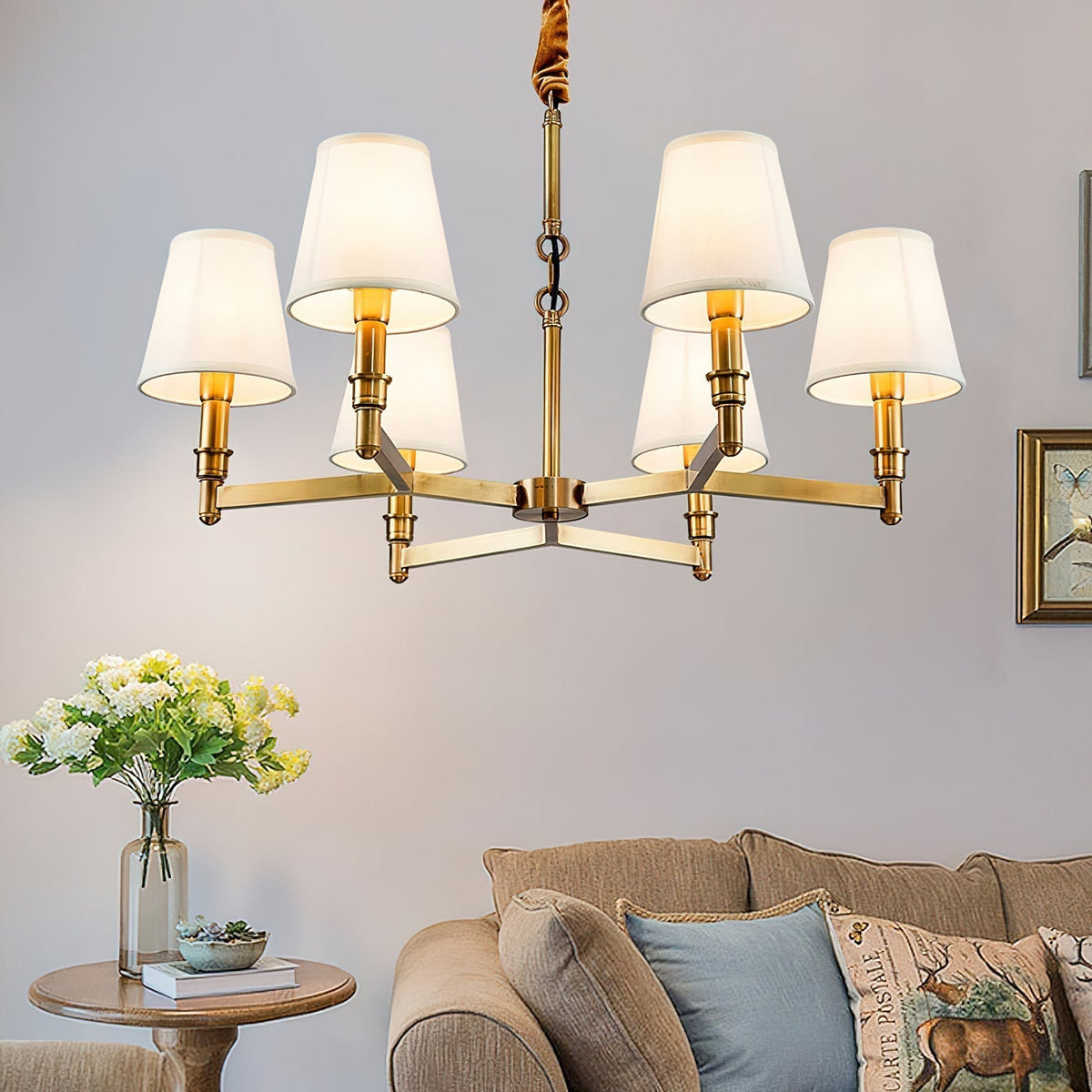 Vadoryra Chandelier Laiton Tissu Luxe Postmoderne Salon - Neutralighting