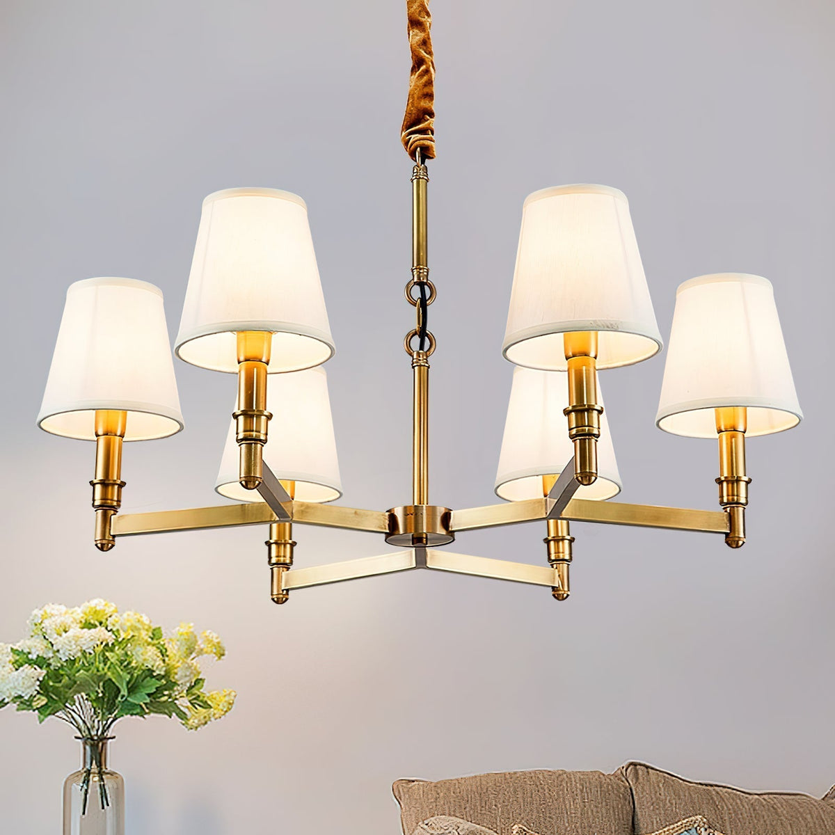Vadoryra Chandelier Laiton Tissu Luxe Postmoderne Salon - Neutralighting