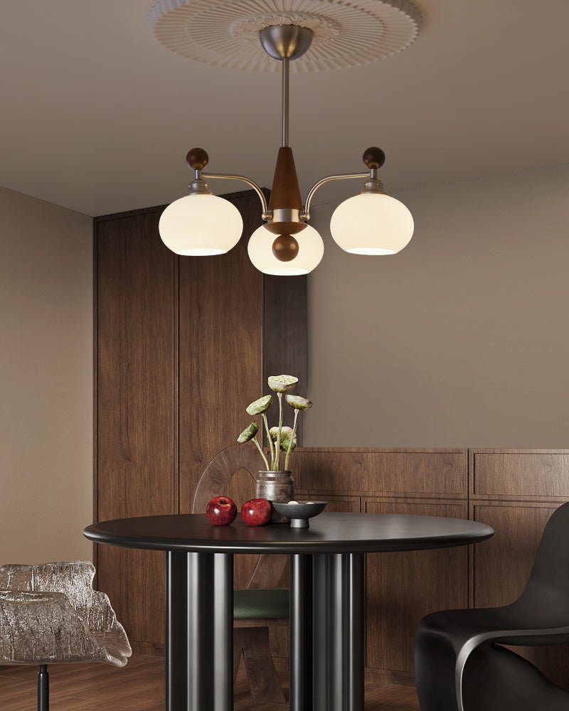 Ivloria Chandelier Bois Verre Orbit Élégance Traditionnelle - Neutralighting