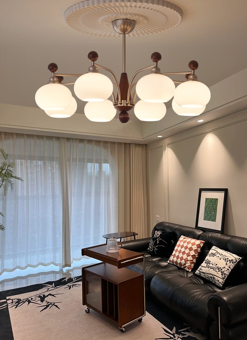 Ivloria Chandelier Bois Verre Orbit Élégance Traditionnelle - Neutralighting