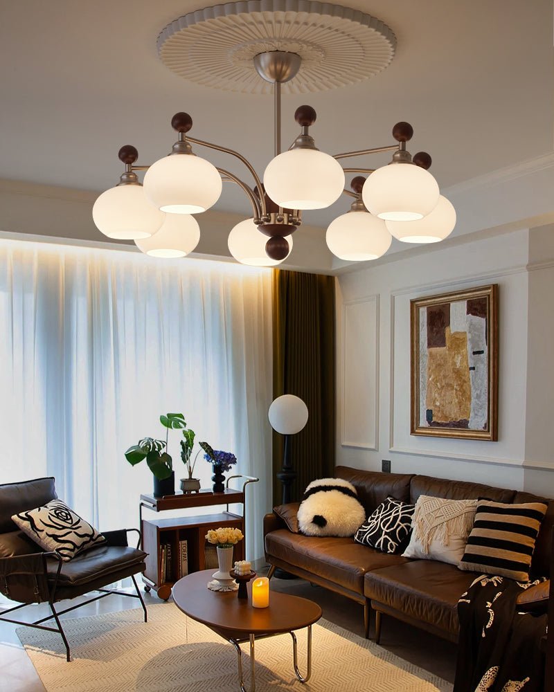 Ivloria Chandelier Bois Verre Orbit Élégance Traditionnelle - Neutralighting