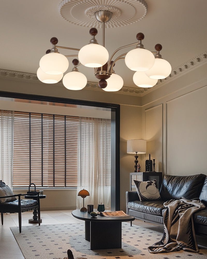 Ivloria Chandelier Bois Verre Orbit Élégance Traditionnelle - Neutralighting