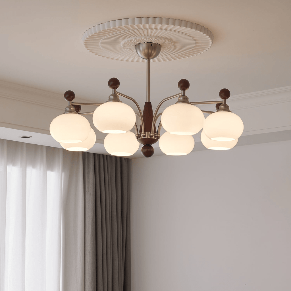 Ivloria Chandelier Bois Verre Orbit Élégance Traditionnelle - Neutralighting