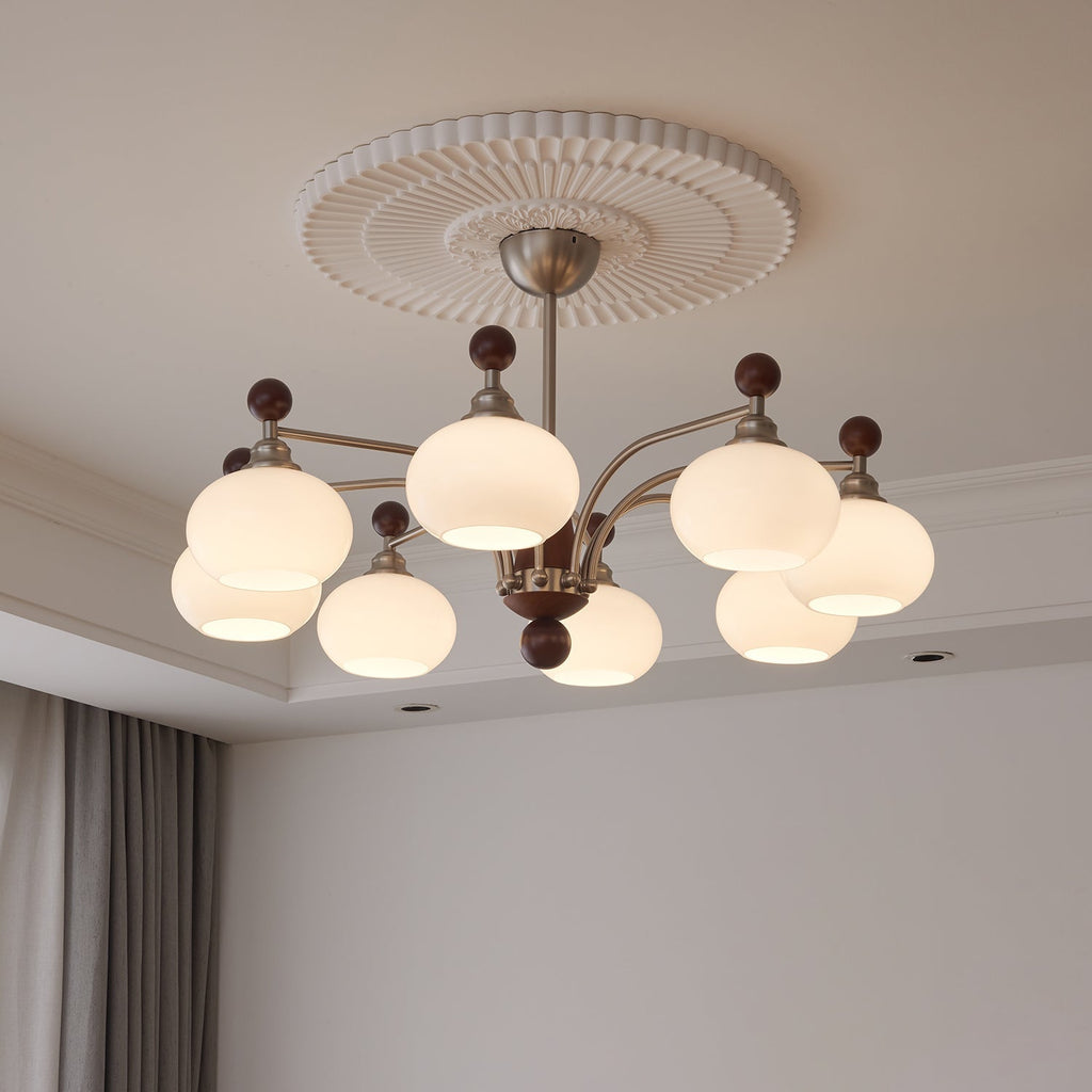 Ivloria Chandelier Bois Verre Orbit Élégance Traditionnelle - Neutralighting