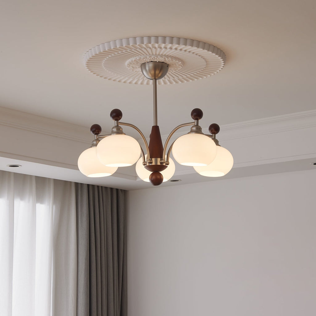 Ivloria Chandelier Bois Verre Orbit Élégance Traditionnelle - Neutralighting