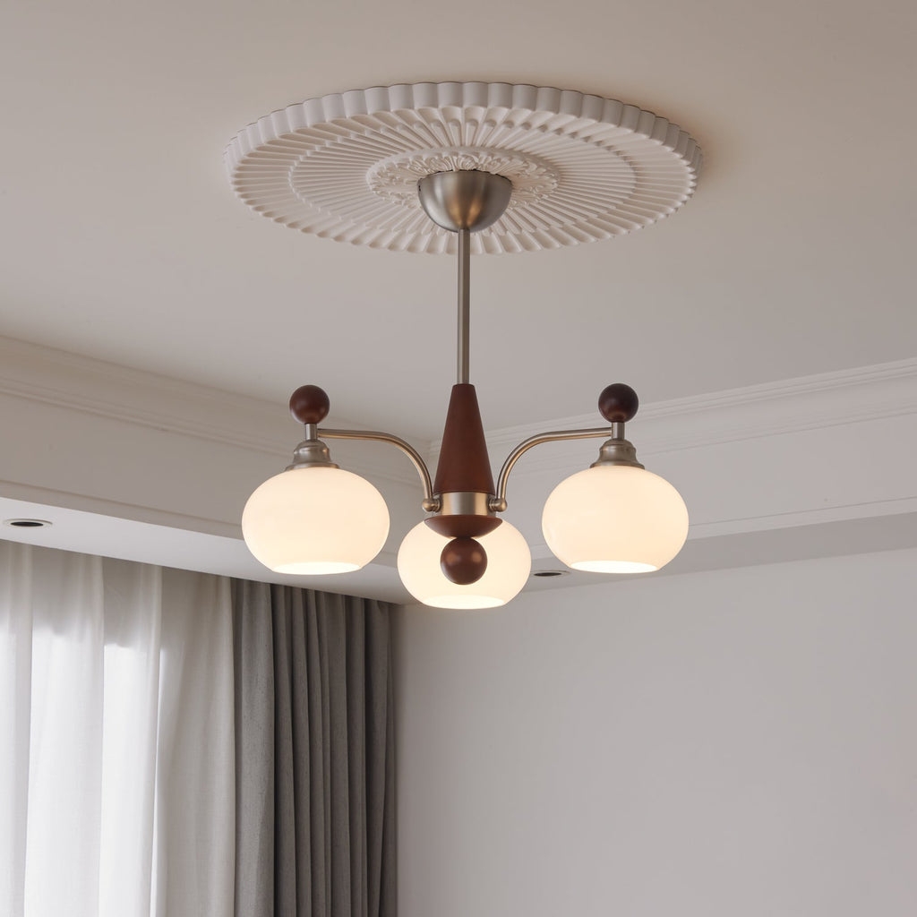 Ivloria Chandelier Bois Verre Orbit Élégance Traditionnelle - Neutralighting