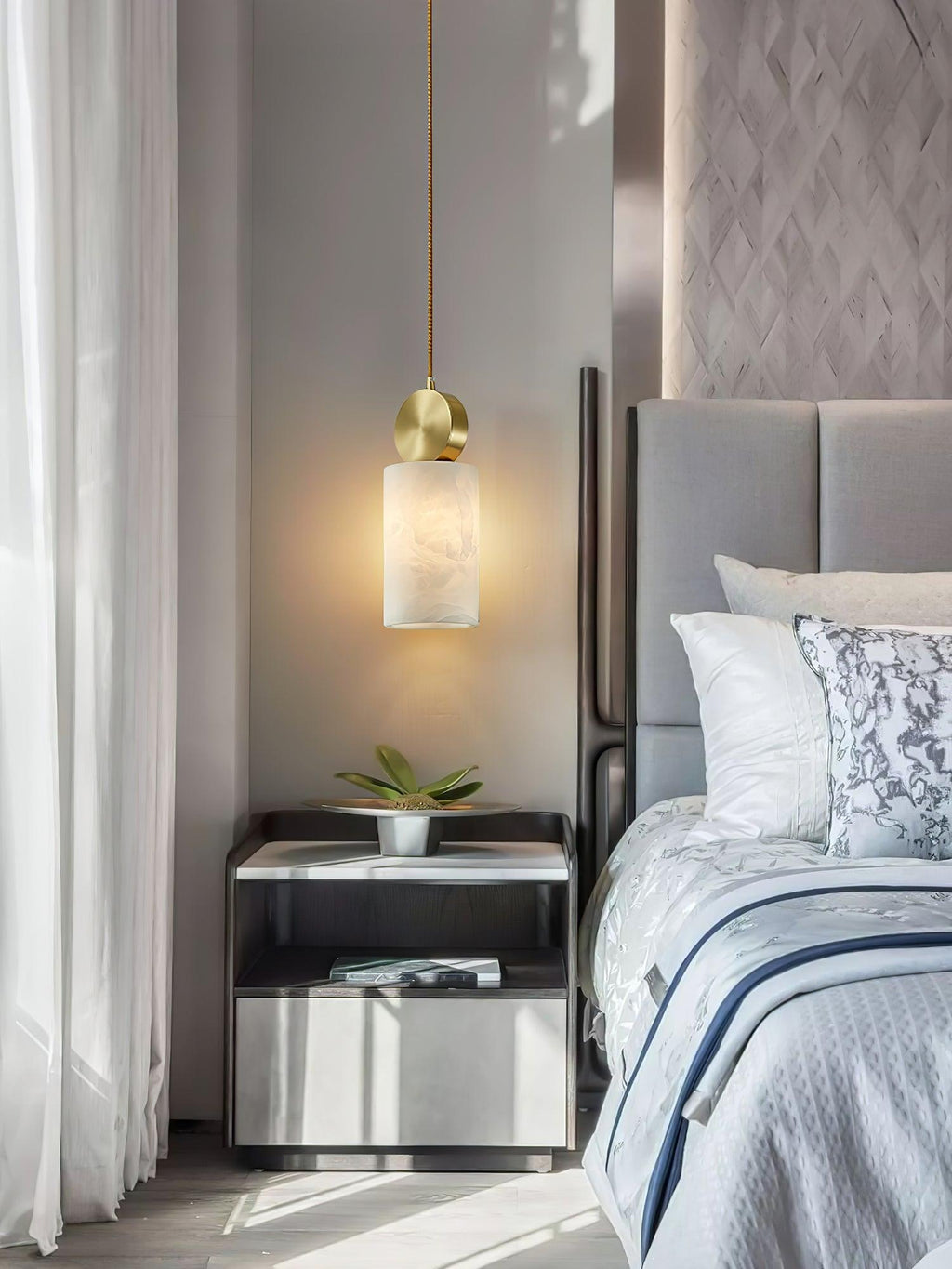 Lyrindis Cylindre Albâtre Pendentif Lumière - Neutralighting